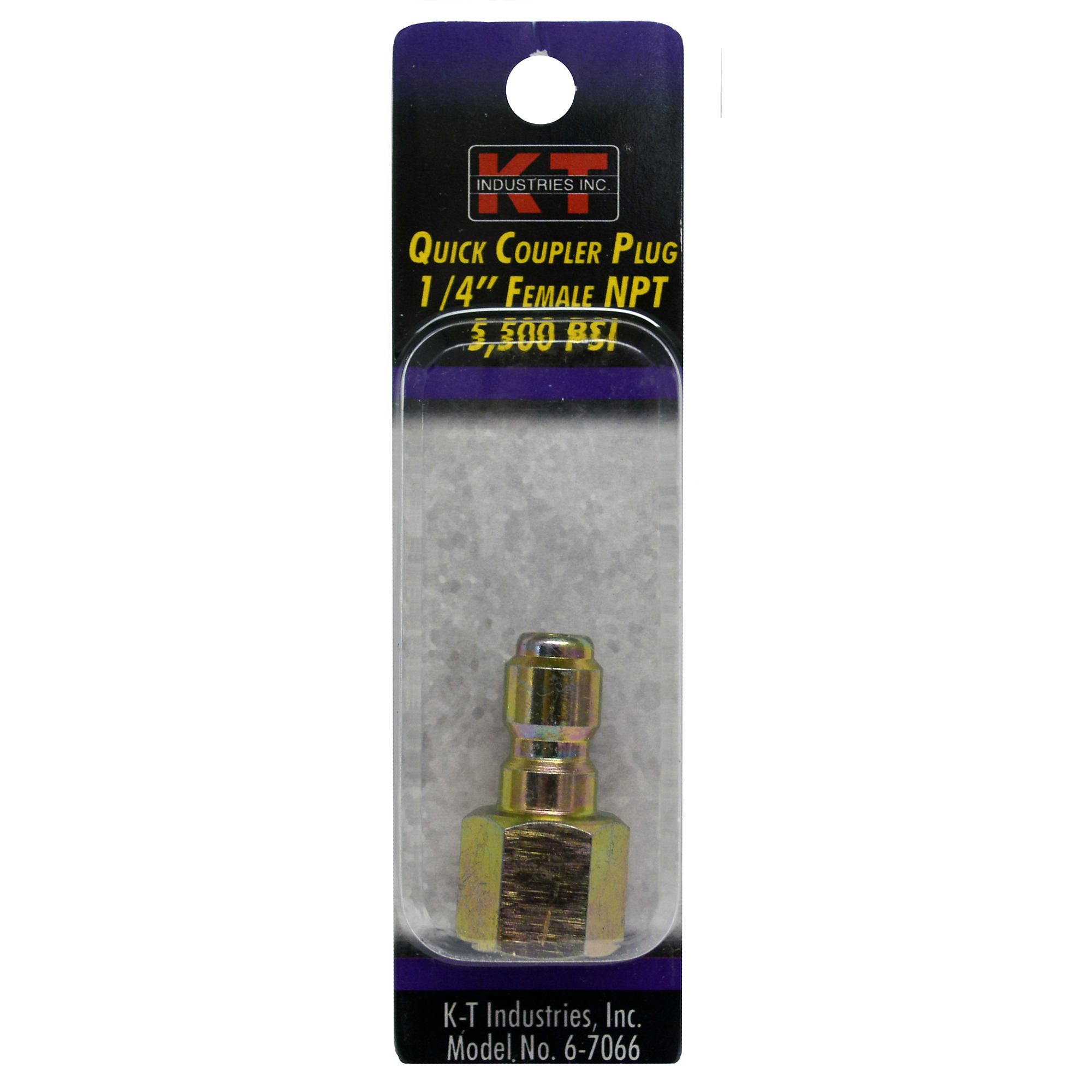 K-T Industries Quick Coupler Plug — 1/4in. Female NPT, 5500 PSI, Plated Steel, Model# 6-7066
